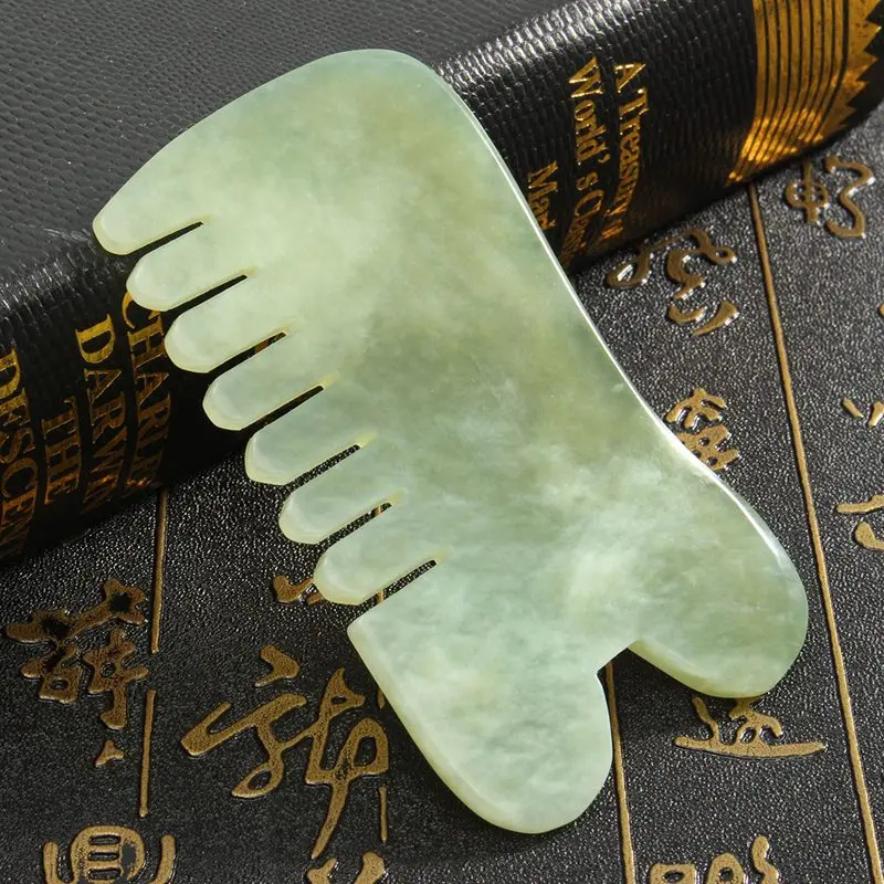 

Natural Jade Stone Guasha Gua Sha Board Comb Shape Massage Hand Massager Relaxation Comb Healthy Beauty Tool