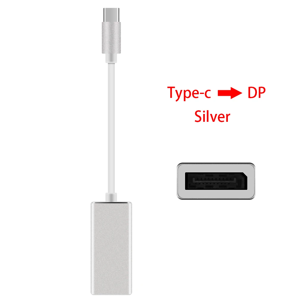 Новое поступление USB C к адаптер для дисплея USB 3,1 type C к DP опора для переходника 4K HD для Macbook Pro высокого качества - Цвет: Серебристый