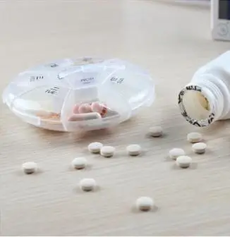 Чехол для таблеток-2 шт., для путешествий, 7 отделений, прозрачная коробка для таблеток, круглая коробка для таблеток, держатель для диспенсера, органайзер, чехол для диспенсера
