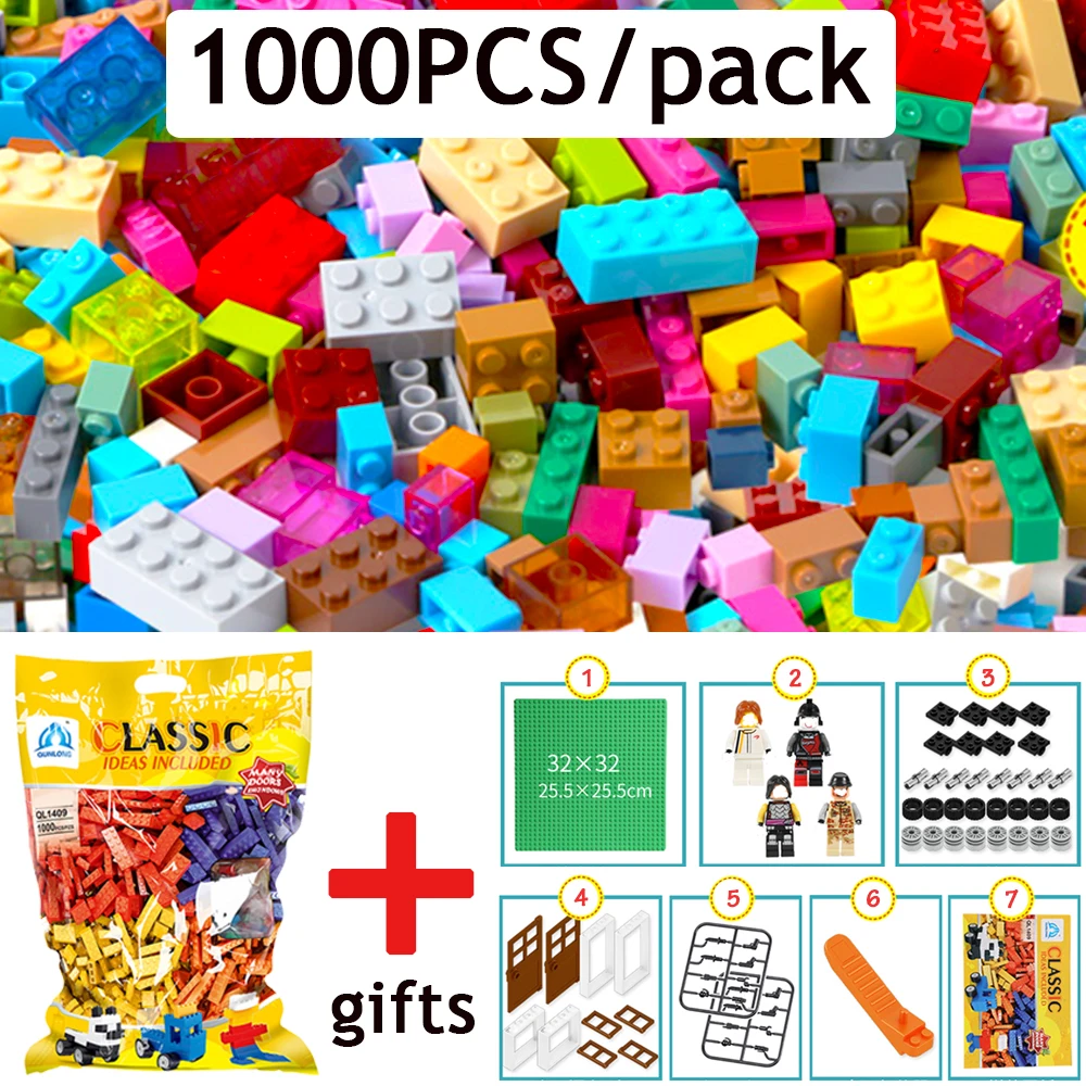 

1000PCS Compatible with Noted Brand DIY Building Bricks Blocks Toy for Children Baseplate Figures Brick-separator as Gifts