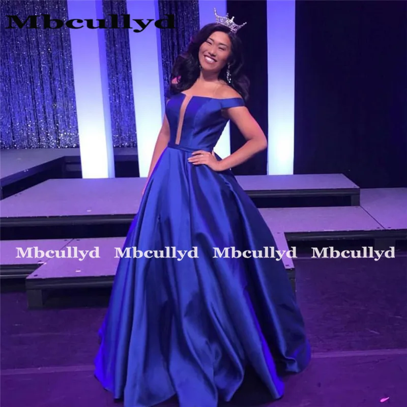 Mbcullyd элегантные красные платья трапециевидной формы для выпускного вечера Длинные вечерние платья с открытыми плечами из сатина с карманами robe de soiree