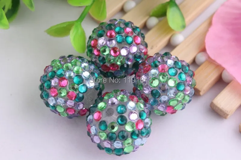 Kwoi vita New Colorful 100pcs/lot 20mm cyan rainbow color Chunky Resin Rhinestone Ball Beads for | Украшения и аксессуары