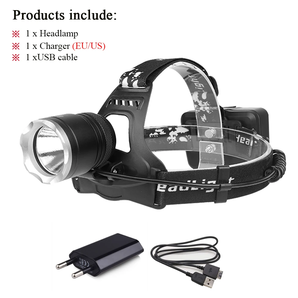 Светодиодный налобный фонарь XHP50.2 USB Перезаряжаемый Мощный светодиодный головной фонарь xhp50 3*18650 аккумулятор как мобильный Банк питания Охота - Испускаемый цвет: headlamp H1