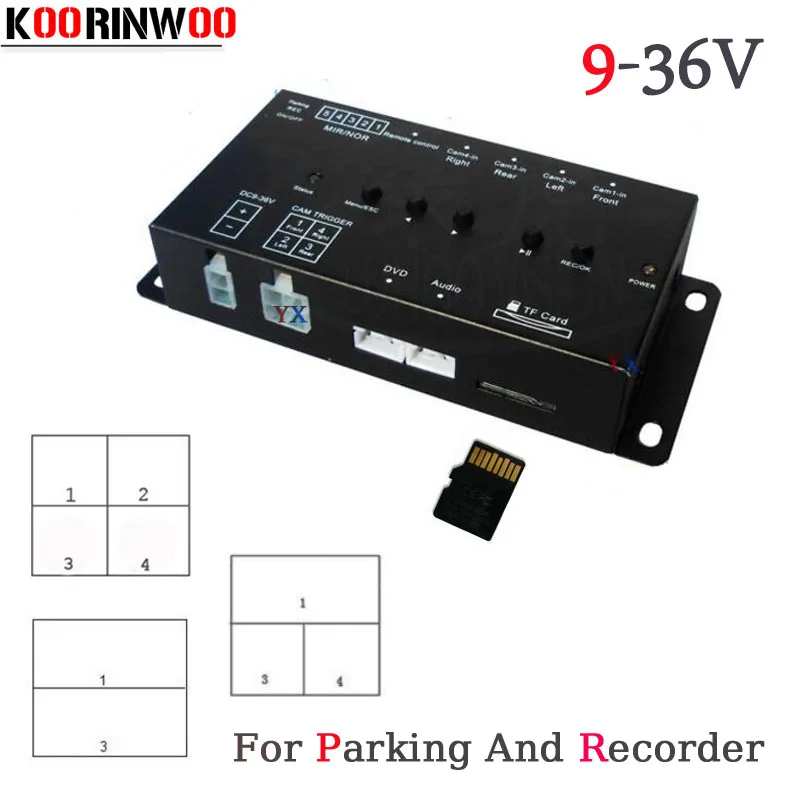 Assistance Car DVR Recorder 9 36V Parking Video Switch Combiner Box for 360 Degrees Left Right