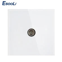 Esooli, 3 цвета, роскошная хрустальная стеклянная панель, ТВ, телевизионный разъем, настенная розетка, закаленное стекло, аксессуары для проводки, розетка