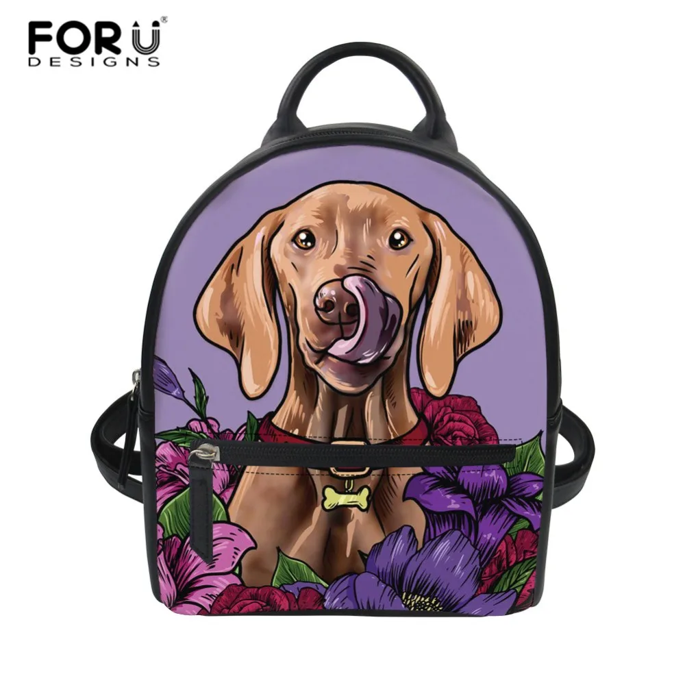 

FORUDESIGNS Vizsla Print Female Backpack College Mini PU Small Backpack Mummy Multifunction Travel Bags Custom Shoulder Bag
