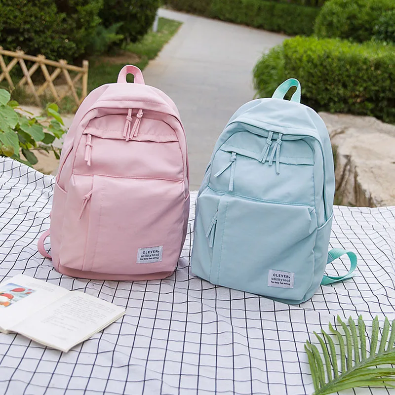 

2019 Waterproof Nylon Women School Backpacks School Bags For Teenager Girls Student Pink Larger Travel Backpack Female Book Bags