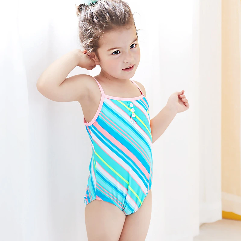 Купальный костюм для маленьких девочек возрастом от 1 года до 8 лет, купальные костюмы в полоску для детей, цельное пляжное купальное бикини, комплект для девочек, Biquini Infantil, костюм