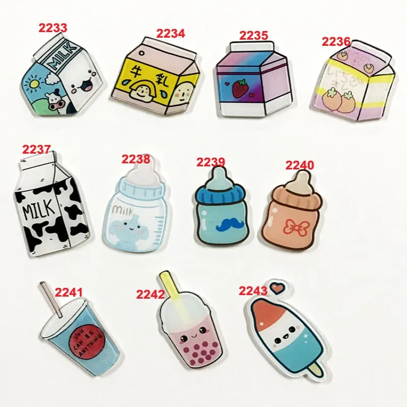 

1 PC Multiple Styles Cartoon Milk Drink Icons on The Pin Kawaii Icon Badge Bacges on Backpack Badges for Clothing Acrylic Badges