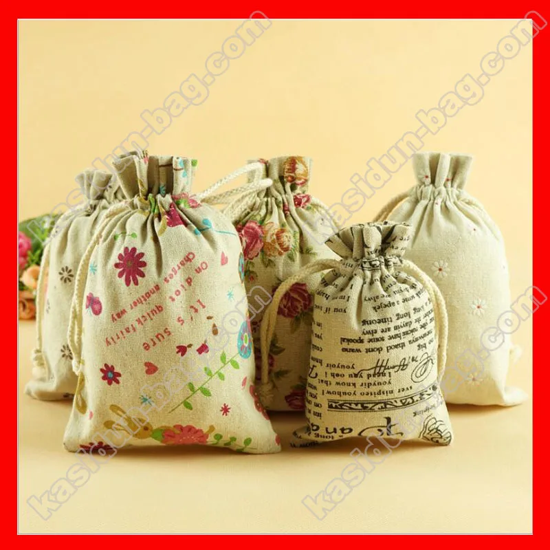 

(200pcs/lot) Wholesale linen drawstring bag