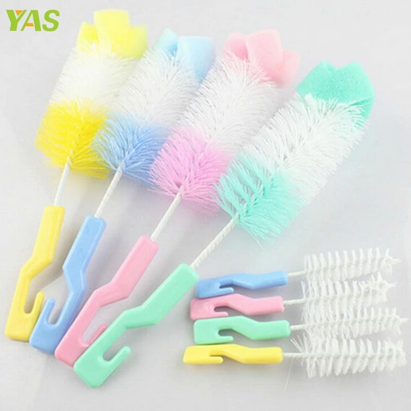2 in 1 Baby Milk Feed Bottle Nipple Glass Cup Nozzle Spout Tube Cleaning Brush L