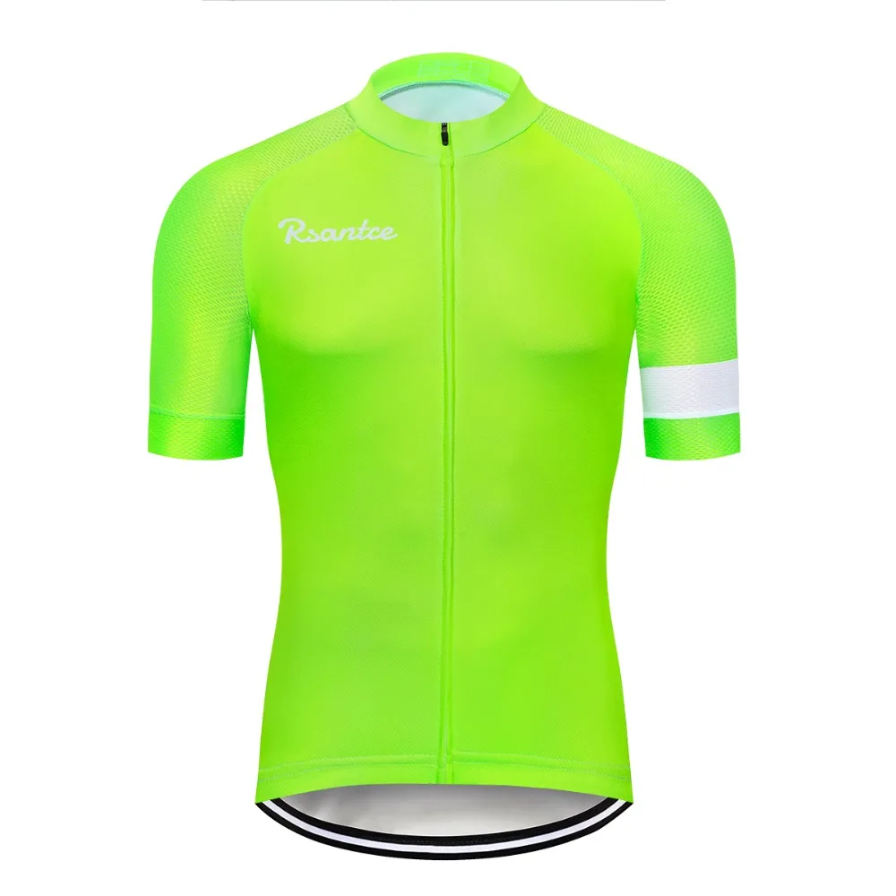 2018 Fluorescent green Cycling Jersey Tops Summer Racing Cycling