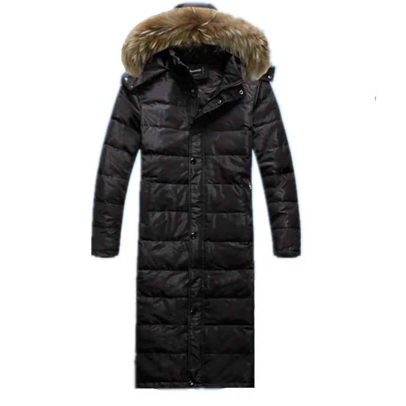 2018 Black High Quality Winter Coat Men Extra long Warm