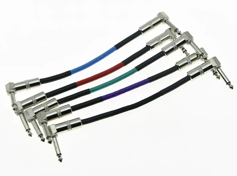 5 Colors Right Angle 20cm Mono Guitar Effect Pedal Cable Patch Cord