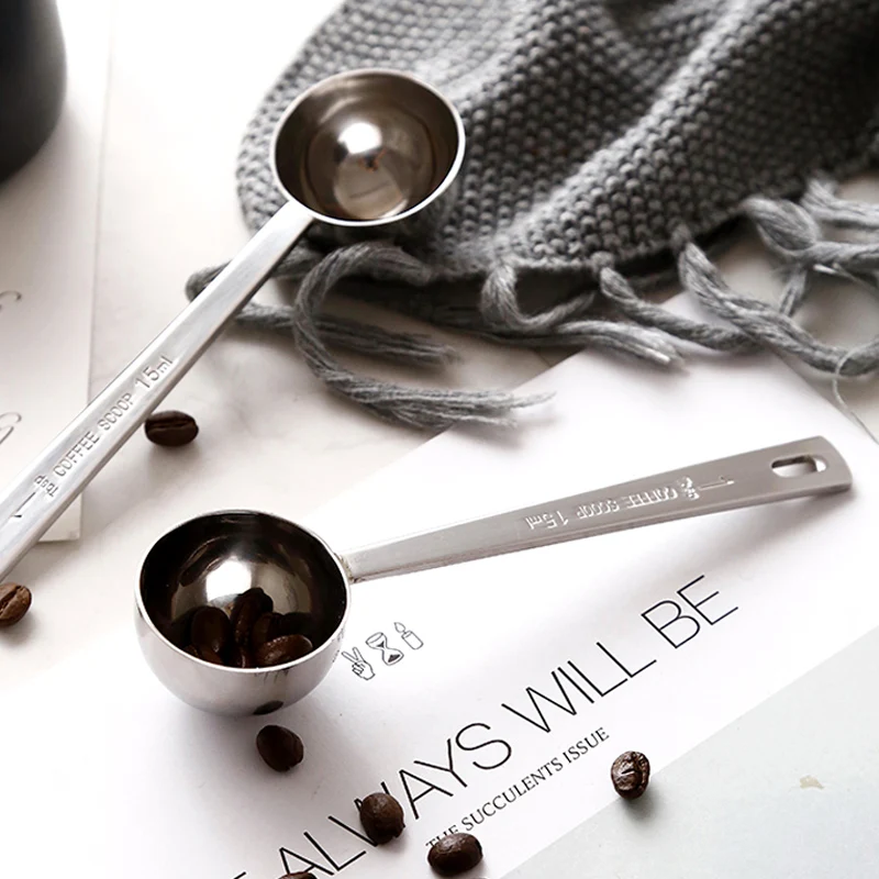 2Pcs Measuring Spoons Metal Coffee Scoop Stainless Steel Measuring Spoon Long Handle Spice Scoop Tablespoon Kitchen Accessories (3)