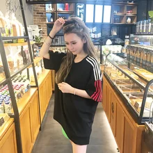 Lychee Harajuku женская летняя футболка полоски контрастного цвета Повседневная Свободная футболка с короткими рукавами