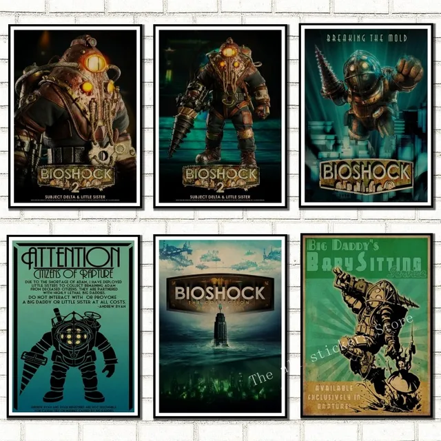 Cheap BioShock Classic Game Kraft Paper Poster Bar Cafe Living Room Dining Room Wall Decorative Paintings. kids room decoration /900 Cheap BioShock Classic Game Kraft Paper Poster Bar Cafe Living Room Dining Room Wall Decorative Paintings. kids room decoration /900