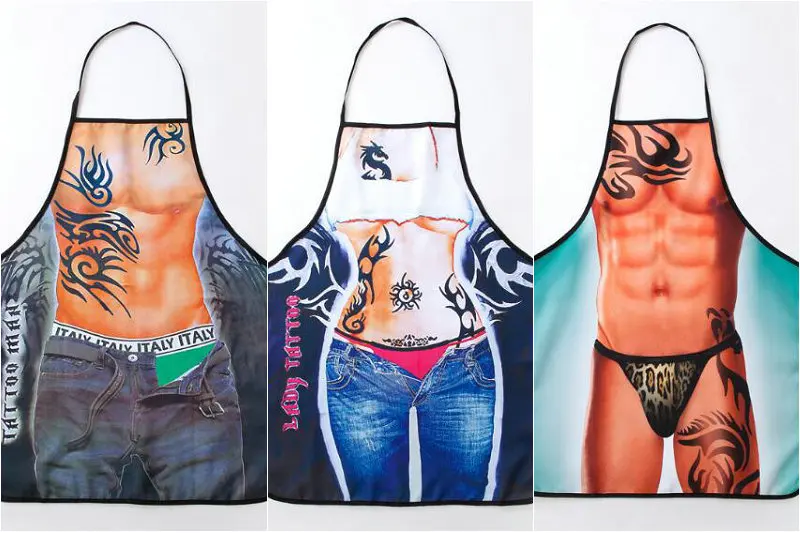 

FREE SHIPPING 2019 Sexy Cooking Aprons Funny Muscle Women and man Lovely Kitchen Cooking Apron
