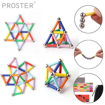 

Proster for 103pcs Magnetic Building Blocks Sticks Set Construction Educational Develop Toy magnetic beads Magnetic bar