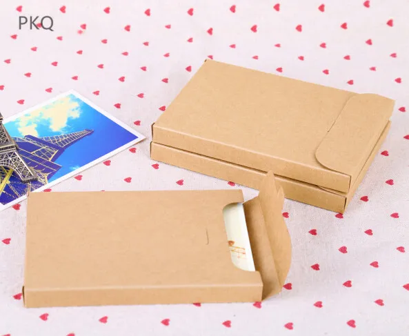 10 шт. крафт-бумага для фоторамок конверт, пустая Вертикальная коробка для открыток, черная коробка для карт, белая коробка для открыток 15,5x10,8x1,5 см фото подарок коробка - Цвет: kraft paper
