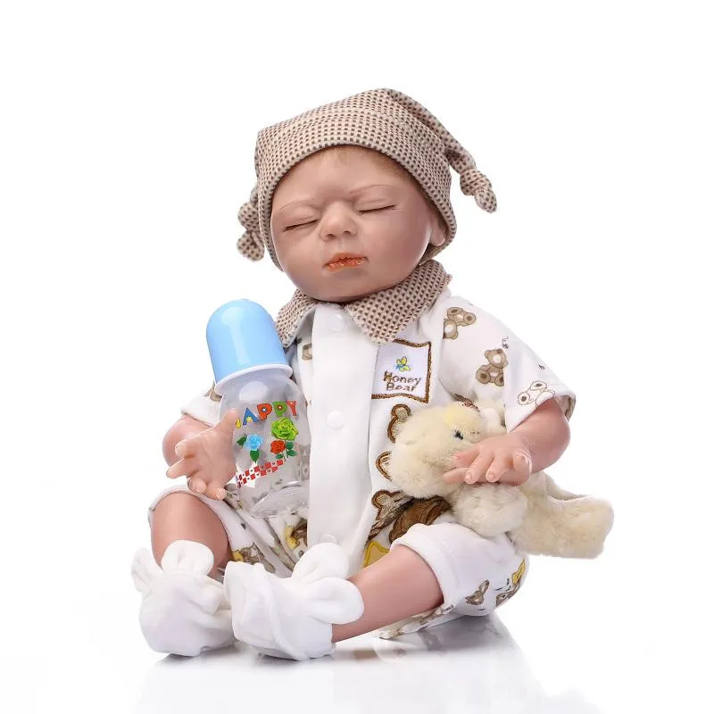 Free Shipping 50 55cm NPK Collection Reborn Baby Doll Soft Silicone Reborn Babies With Close Eyes
