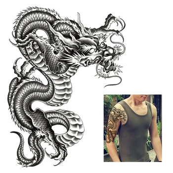 

3D Black Dragon Arm Tattoo Stickers Removable Men Women Waterproof Temporary Tattoo Arm Legs Body Art Stickers