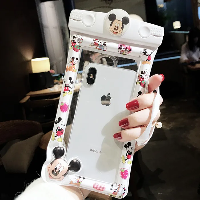 Универсальный Водонепроницаемый Чехол для iPhone 7 8 6 6s Plus X XS MAX XR Водонепроницаемый чехол сумка чехол для samsung прозрачный мультфильм водонепроницаемый чехол - Цвет: Белый