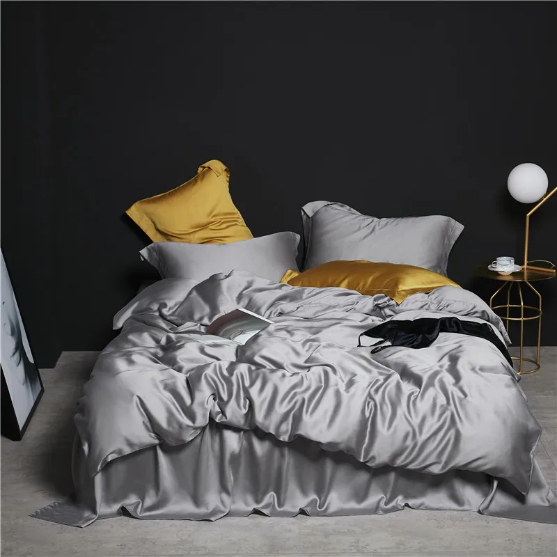 

New 10 color Home Textile Solid color Bedding Sets soft tencel Bed Linen Duvet Cover Bed Sheet/fit sheet Pillowcase/bed Sets