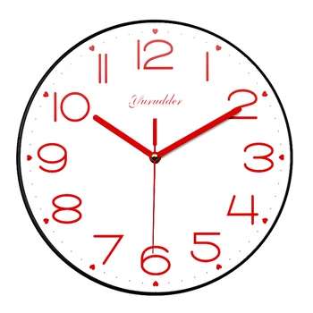 

New Arrival No Frame MDF Wall Clock Modern sweet heart Red Hands Design Fashion Wood Decorative DIY 28cm Lady Love Wall clock