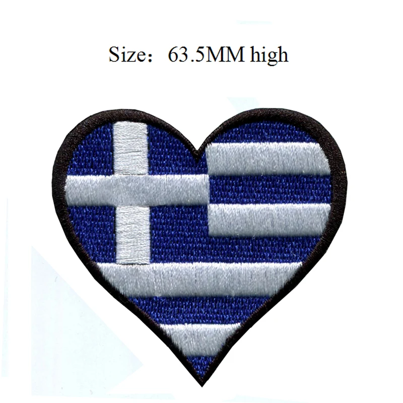 63.5MM high Greece flag patch of heart patch sew on patches/custom