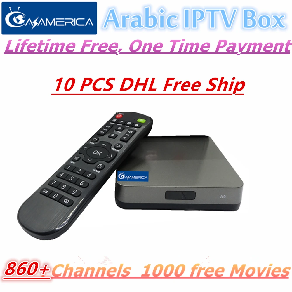 10 шт. azамерика Арабский IP tv Box, 860 шт. live tv+ 1000 шт. фильмы бесплатно навсегда