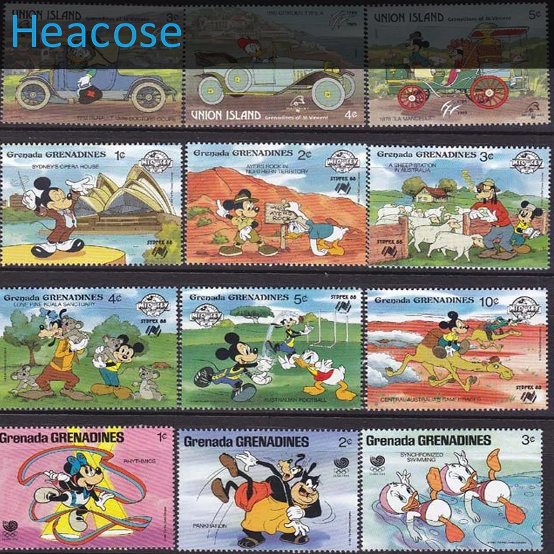 

50 pcs/Lot ,All New cute Cartoon Postage Stamps From Many Country In Good Condition For Collecting fashion mouse princess