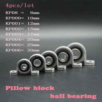 4pcs Zinc Alloy Diameter 8mm to 30mm Bore Ball Bearing Pillow Block Mounted Support KFL08 KFL000