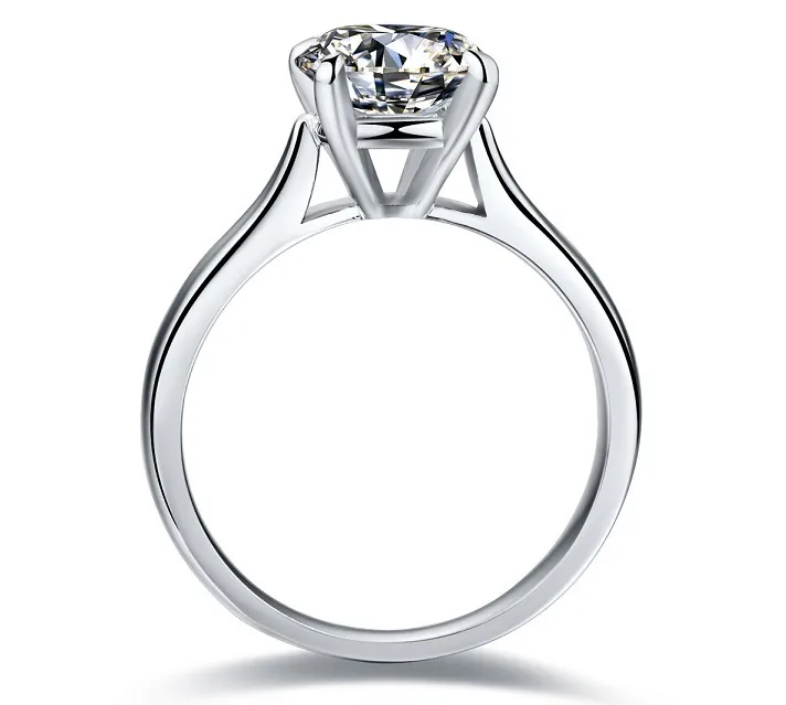 Solid 18K White Gold AU750 Ring 2CT Round Moissanite Diamond Women Wedding Engagement Ring Best Anniversary Day Gift For Girl 3