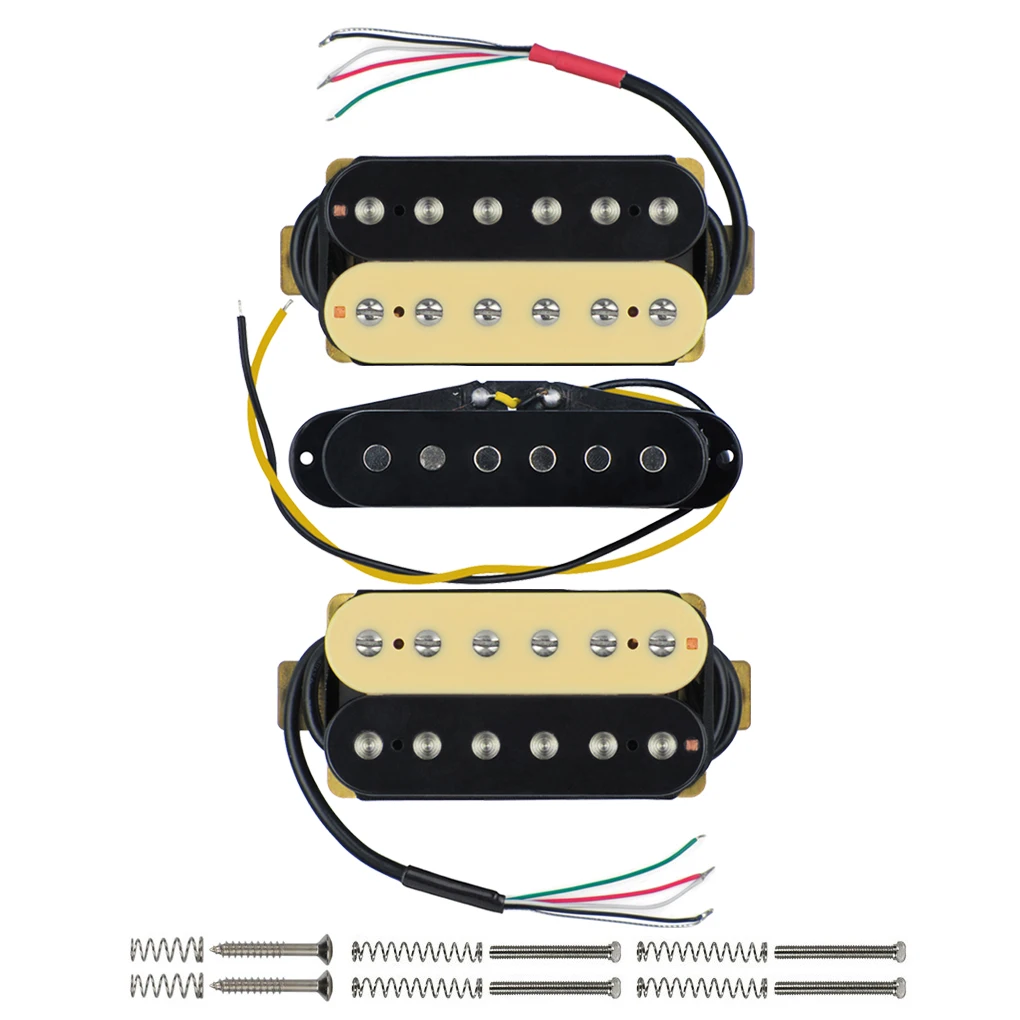 FLEOR 3pcs Ceramic Electric Guitar Pickups HSH Set for Neck