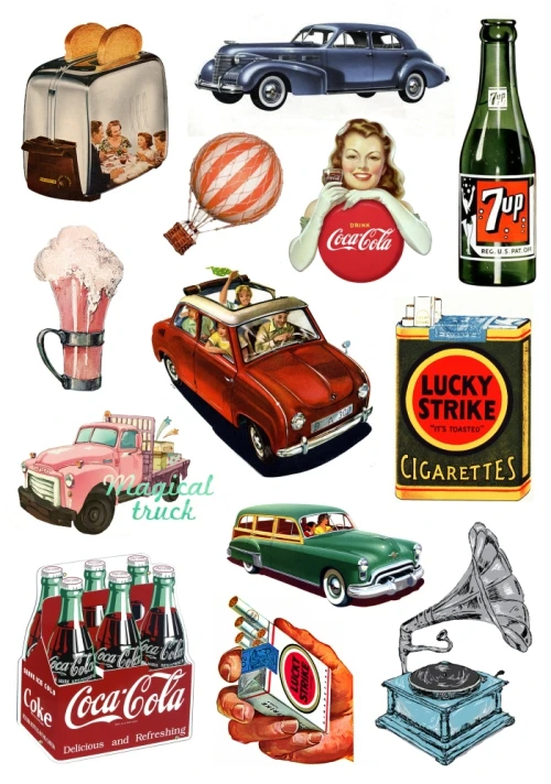 Retro Travel Stickers for Computer Decoration Vintage beer luggage trolley travel bag rock guitar skateboard Car Sticker
