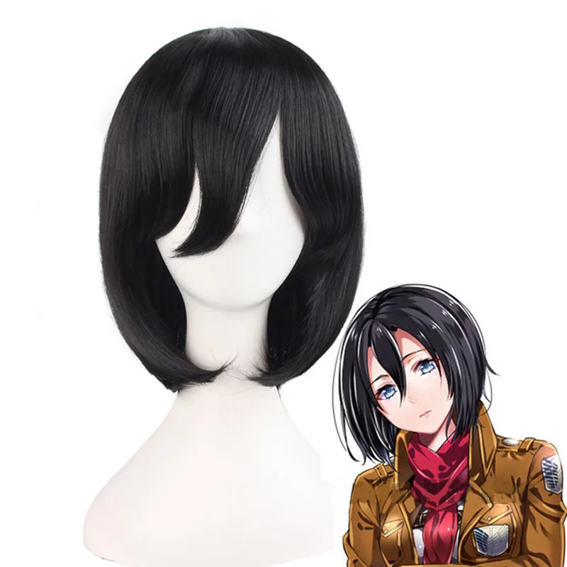 Coshome Attack On Titan Wigs Mikasa Levi Sasha Eren Cosplay Costume Wig Black Yellow And Brown Anime Short Hair (2)