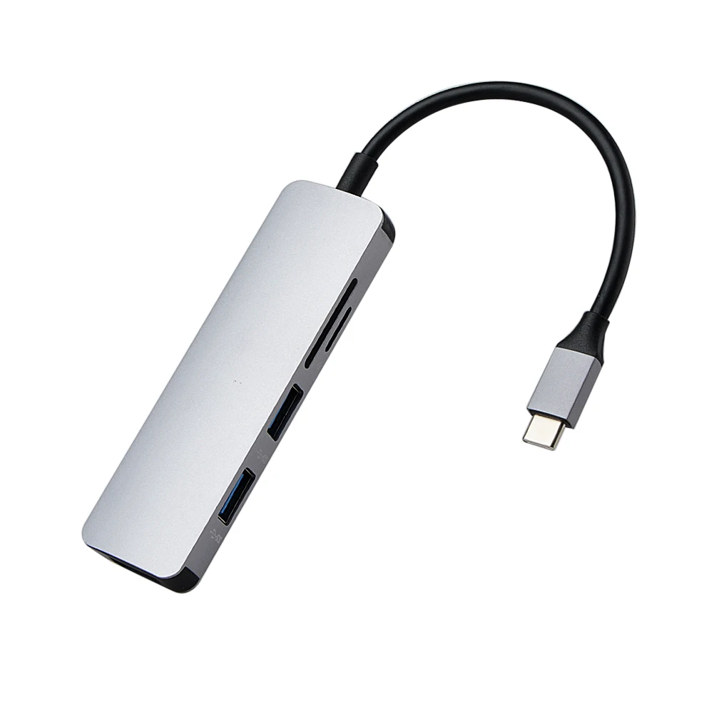 Алюминий 5 в 1 USB-C USB C концентратор тип-c до 4K HDMI 2 порта USB 3,0 концентратор SD/TF кард-ридер для type C концентратор адаптер