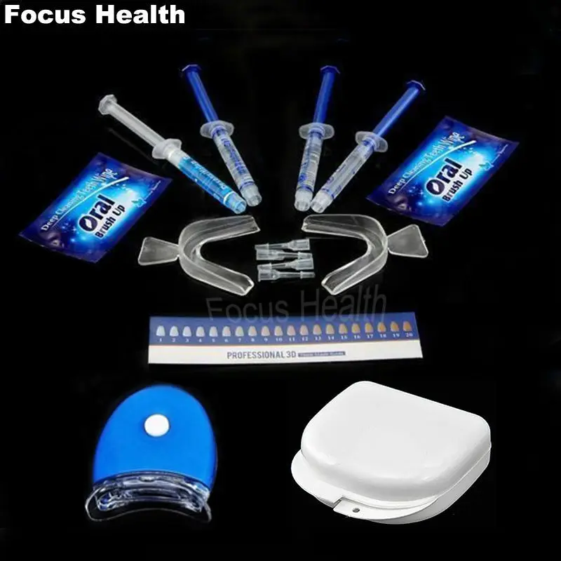 Teeth Whitening Kit With 4 Gel 2 Strips 1 Light 1 Box Tooth Whitener