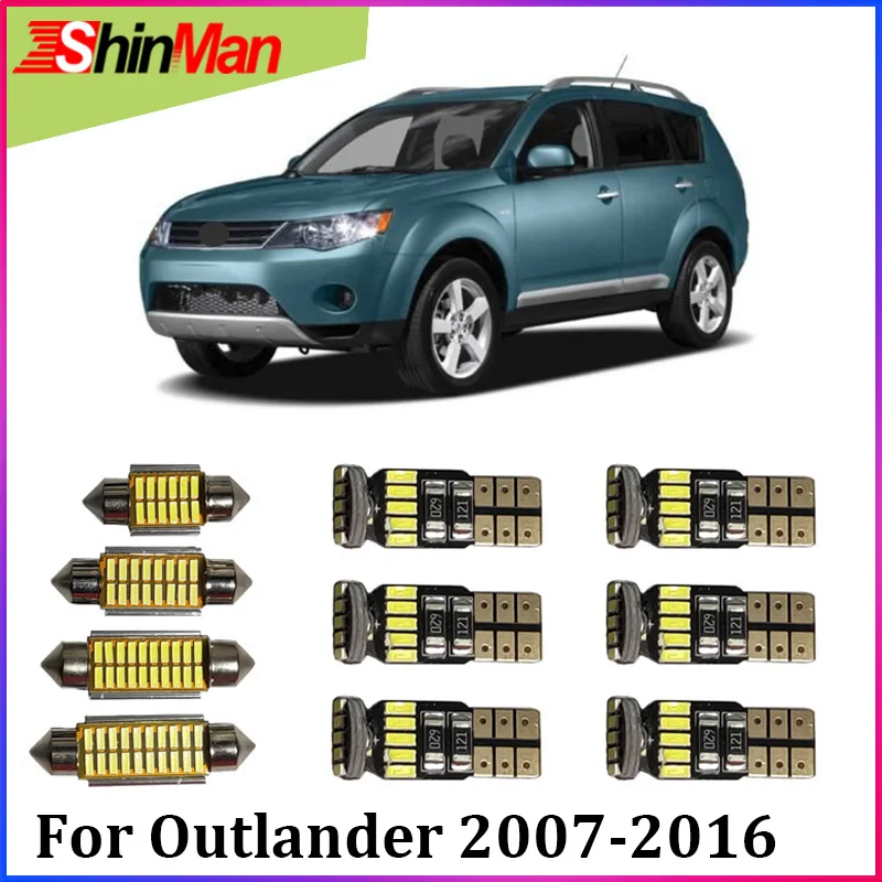 

ShinMan 4x Error Free LED Car Light Interior Light LED Kit LED Conversion Kit For Mitsubishi Outlander 2007-2016 Accessories