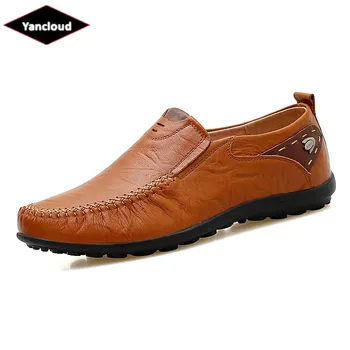 

Summer Size 45 47 Men's split Leather Shoes Fashion Slip on Casual Shoes Light Loafers Soft Driving Shoes Outdoor Espadrilles