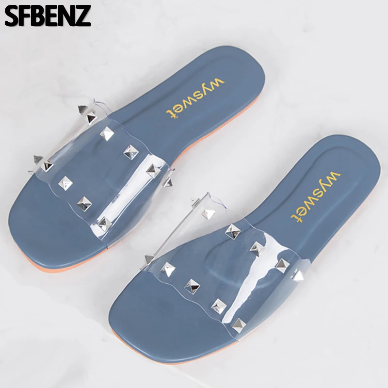 

Flat Slippers Femme Transparent shoes 2019 New Women Causal Beach Summer Student Peep Open Toe Flats Rome Style Women's Sandals