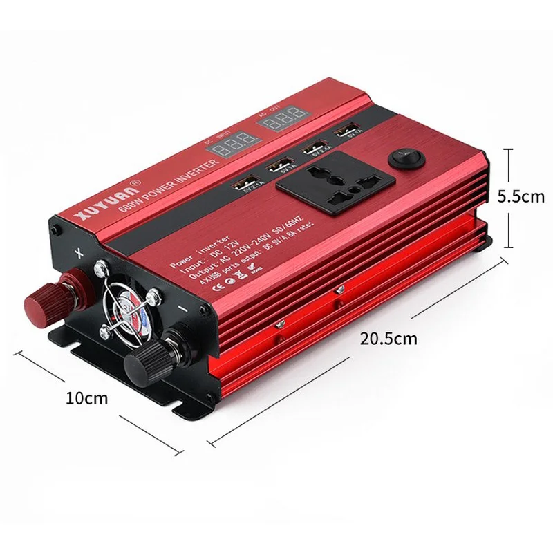 12v DC AC Power Inverter Dual Display Peak Power 600W Inverter Car Charger Adapter Converter Modified Sine Car Power Inverter (2)