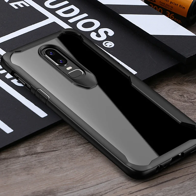 LuckGuard OnePLus 6 T чехол противоударный силиконовый край OnePlus 6 Жесткий прозрачный чехол из поликарбоната для Oneplus 5 T One plus 6 6 T Luxruy Coque - Цвет: Black