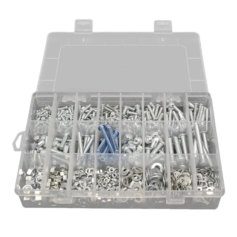 

1 PC 24-Lattice Boxed Screw Set Practical Screw Nut Bolt Screw Washer Set For Home Daily Use Mechanical Maintenance