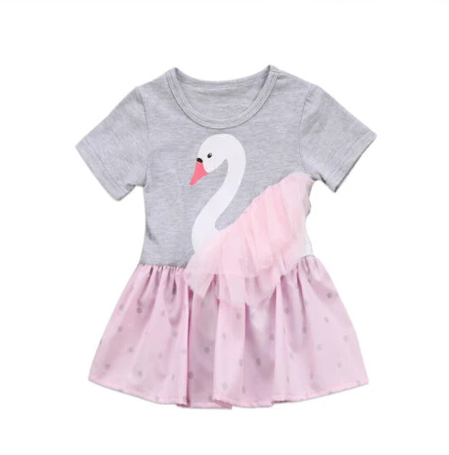 dresses baby pudcoco swan newborn dot sleeve lace gray outfits clothes short summer cute