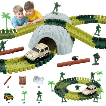 

Military Track Toys Military Diecast Flexible Track Bend Set With Accessories Educational Toys For Kids Military Track Car