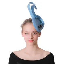 Fedoras Hat Blue Fascinator Hats For Women Elegant Church Linen Headpiece Wedding Fashion Headwear Lady Party Hair Accessories Fedoras Hat Blue Fascinator Hats For Women Elegant Church Linen Headpiece Wedding Fashion Headwear Lady Party Hair Accessories