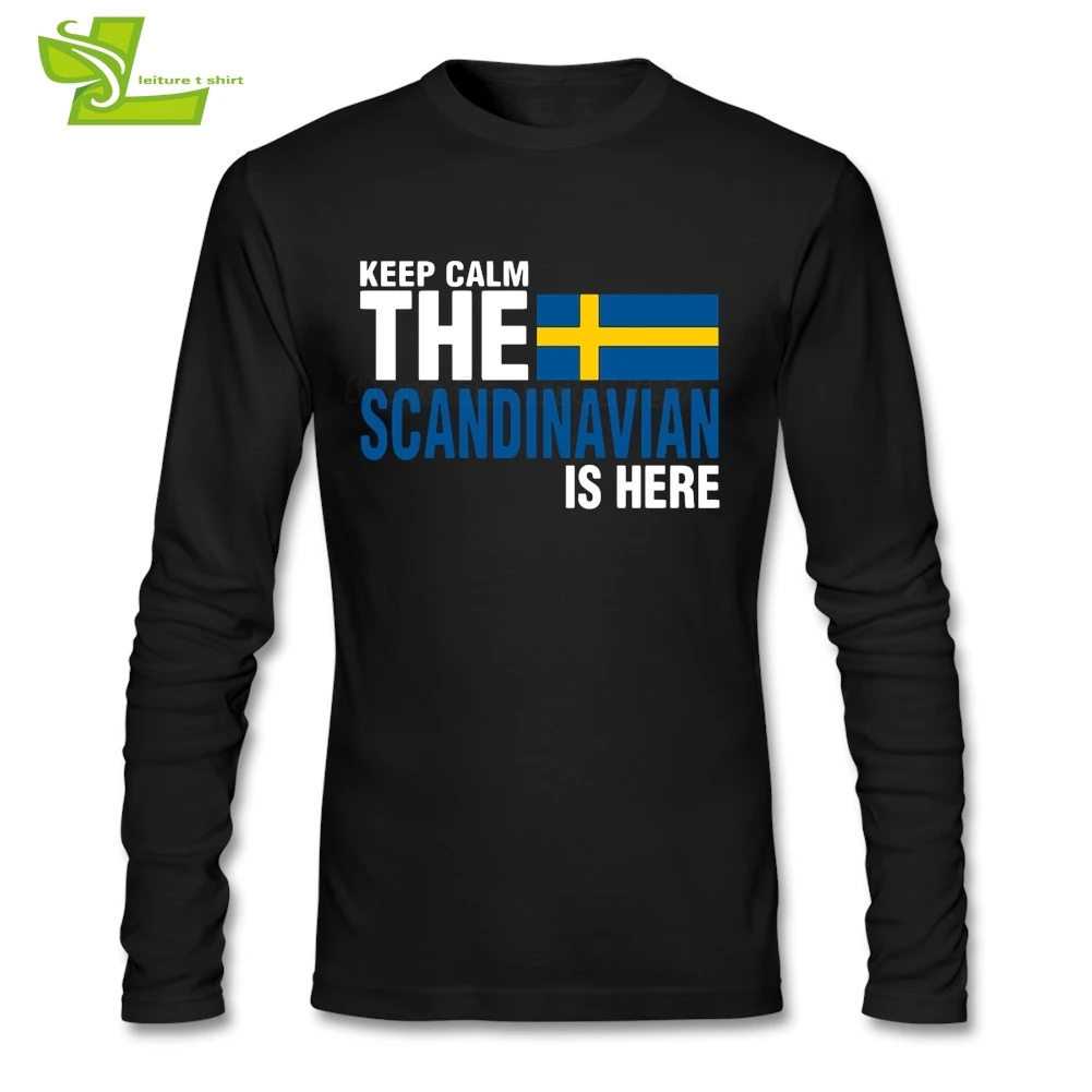 Keep Calm Fear The Scandinavian Swede Is Here T Shirt Guys Tee Shirts 2020 Loose T-Shirt Man 100% Cotton Graphic Dad Tees | Мужская