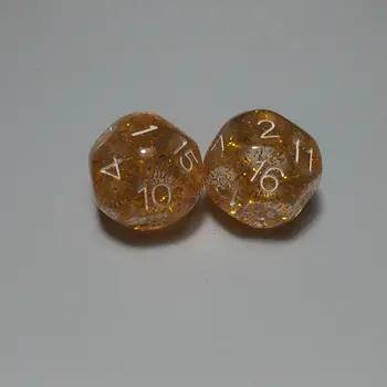 

Free shipping Exclusive NEW 4PCS 16-sided D16 dice Beautiful Crystal with Gold Glitter dice for board game accessories